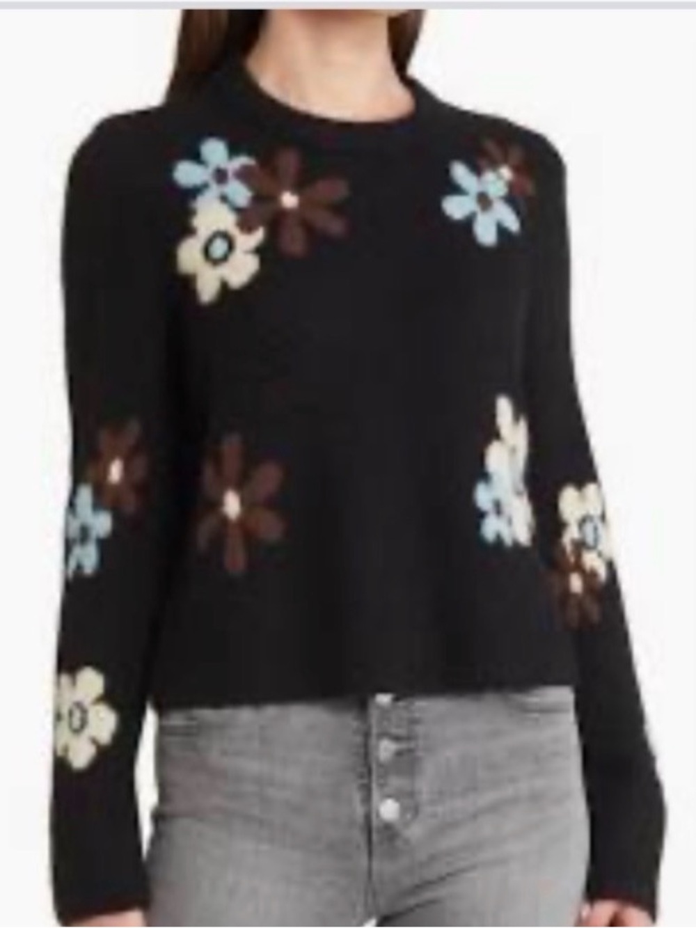 Rails Black Floral Crewneck Sweater